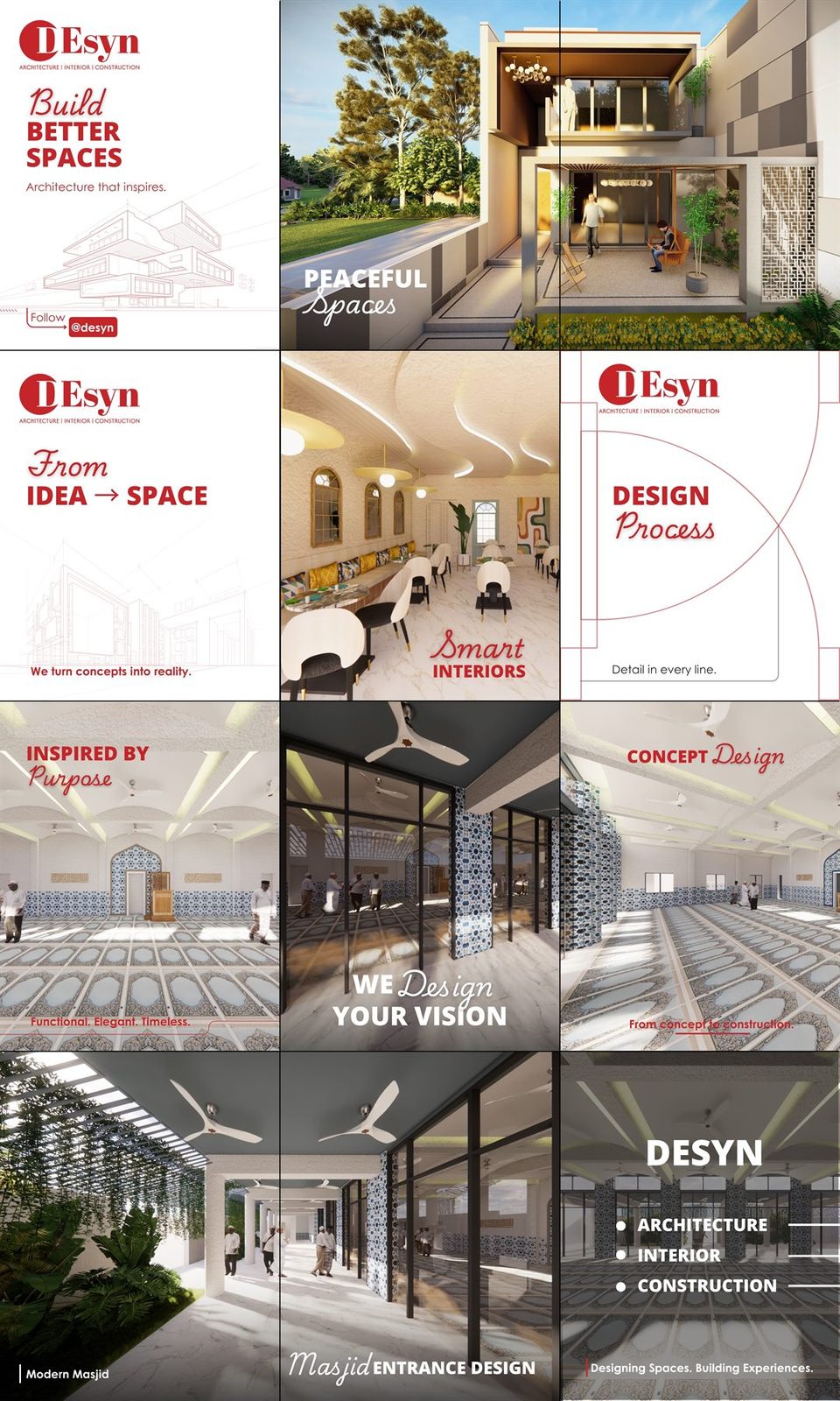 Desyn Interior Instagram carousel — completed interior project stills