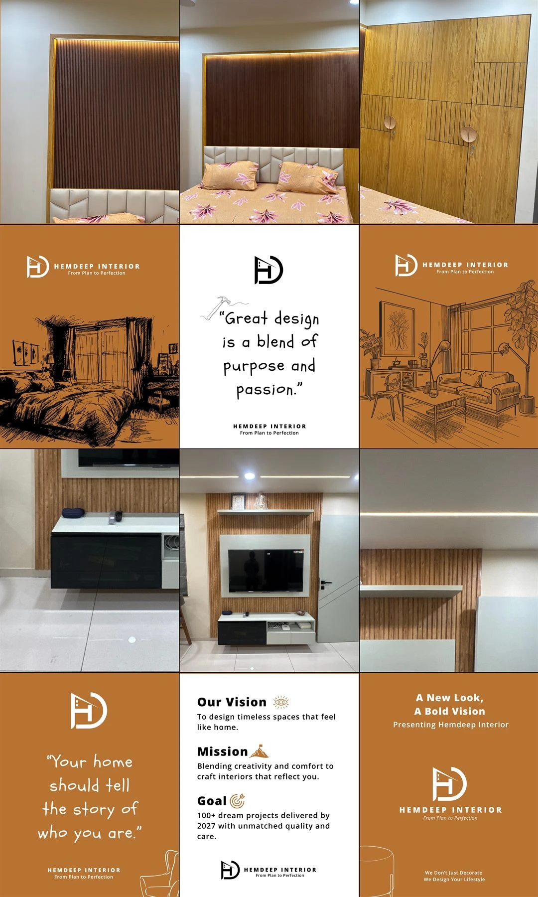 Hemdeep Interior Instagram grid — interior design social media management