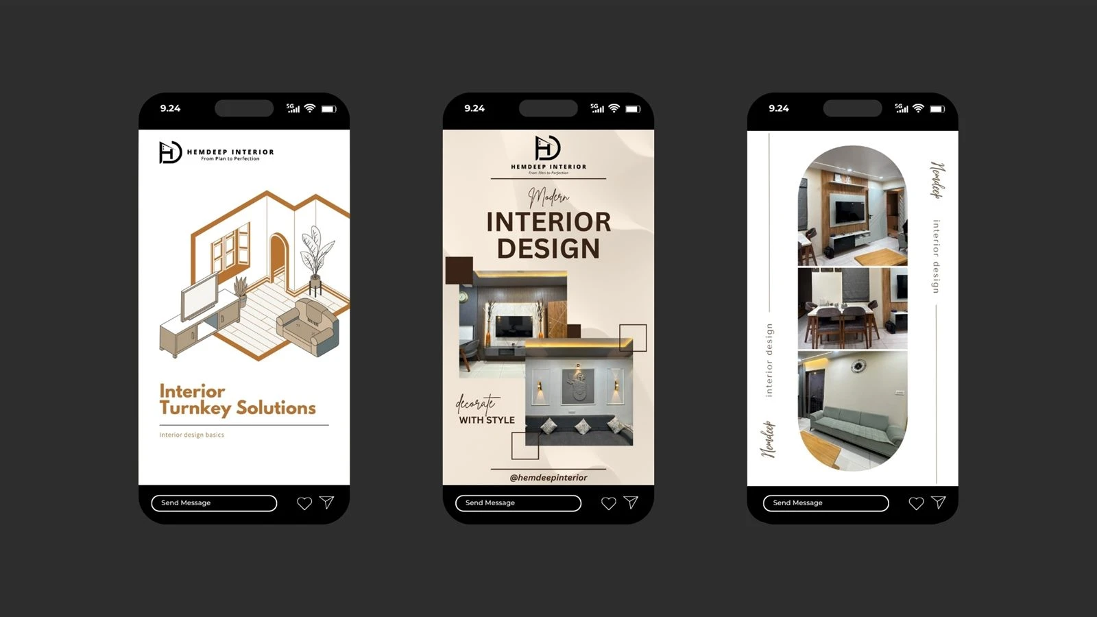 Hemdeep Interior Instagram post — brand identity applied to social content