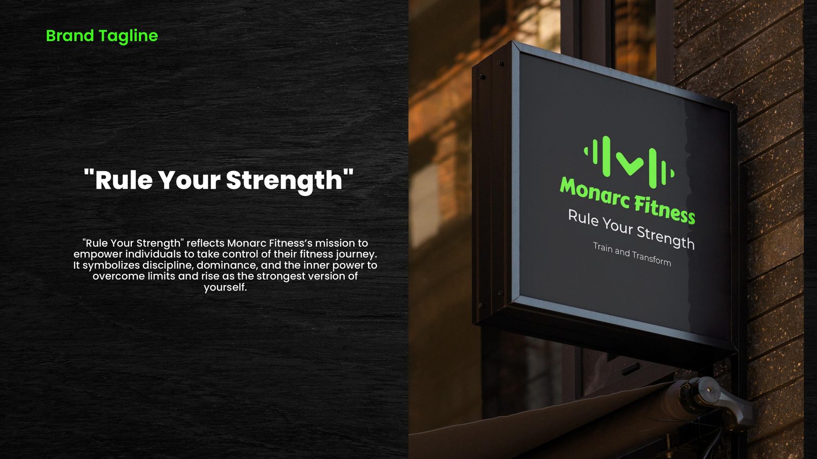Monarc Fitness storefront signage mockup