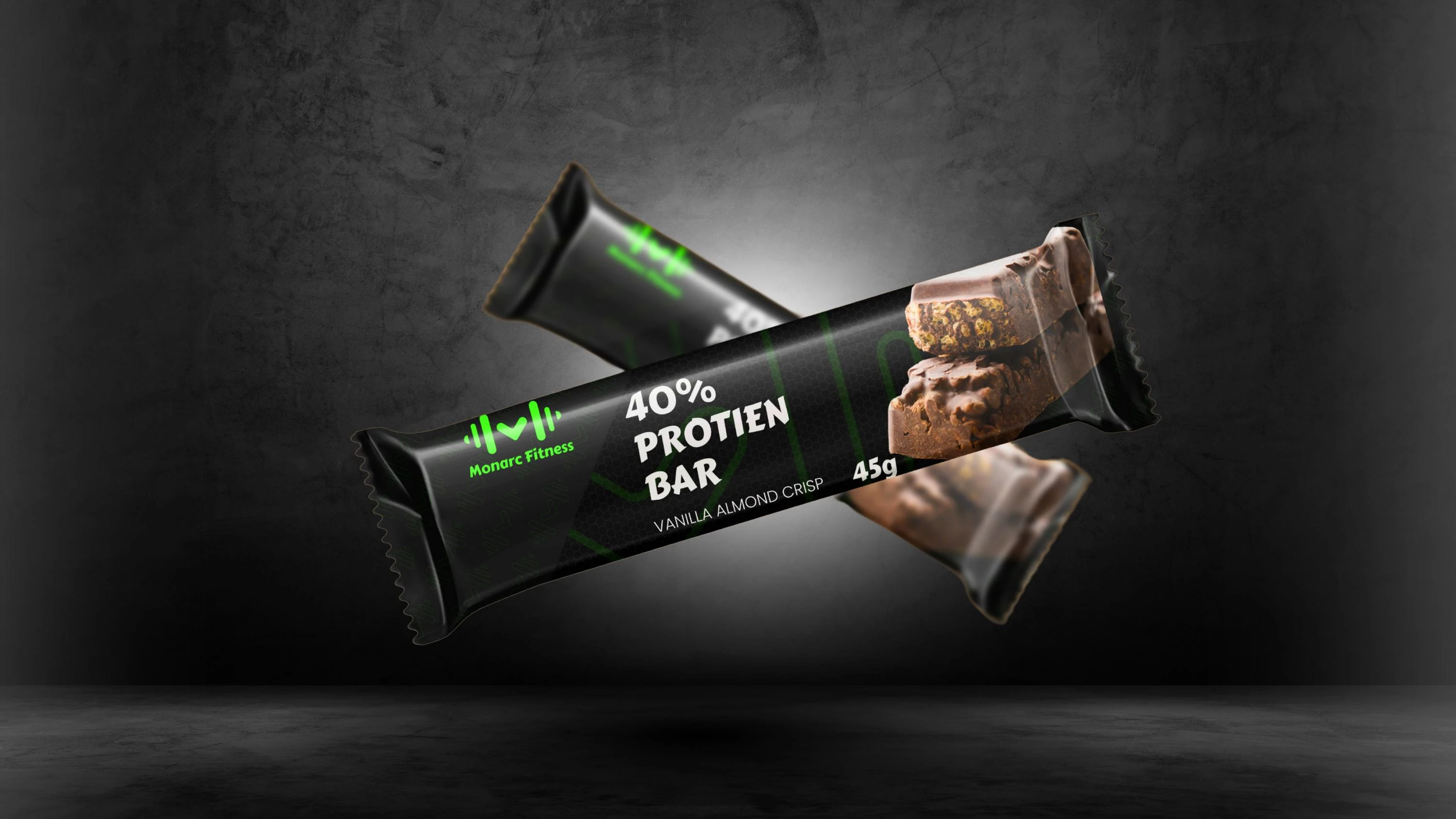 Monarc Fitness protein bar packaging design