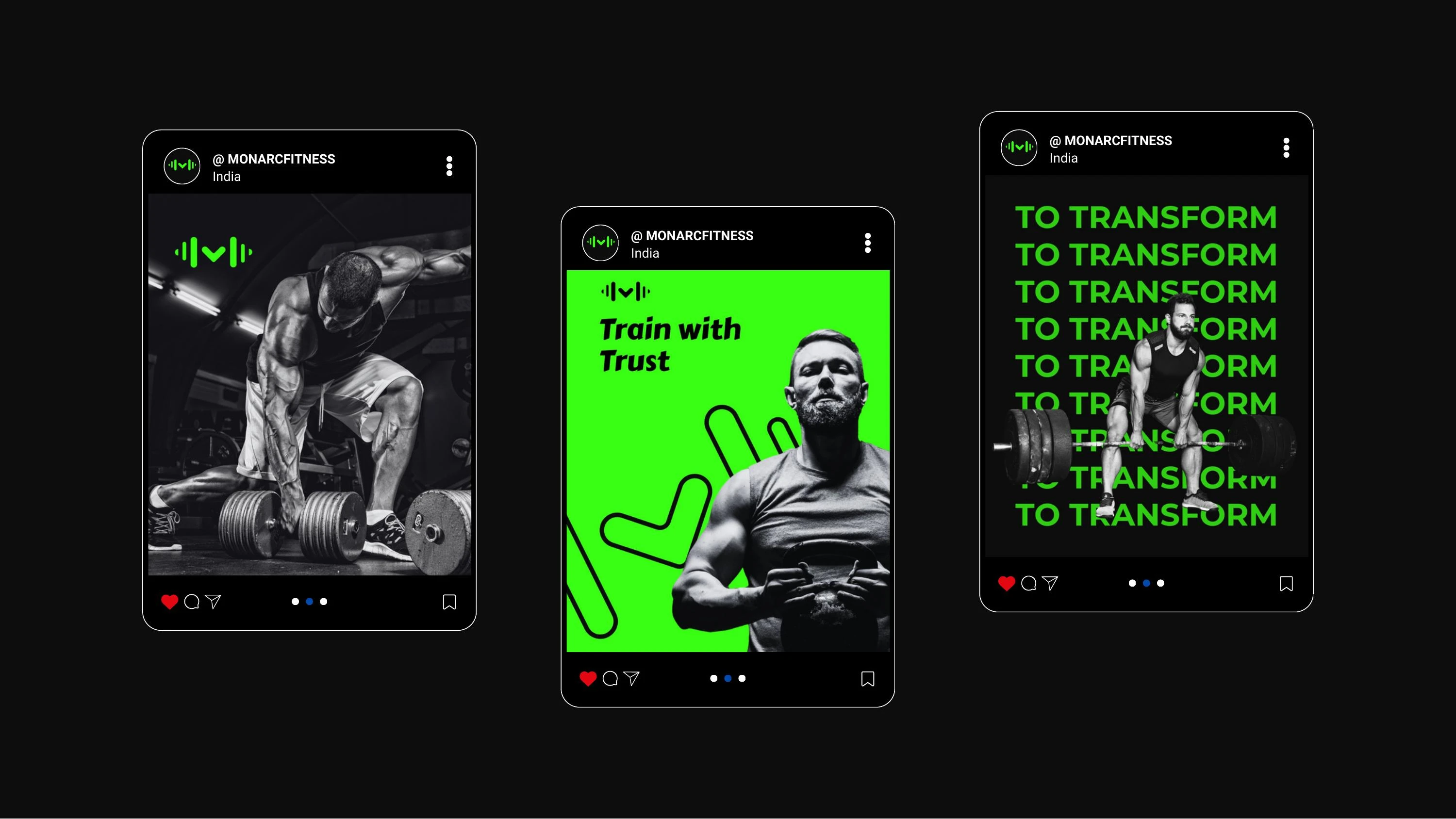 Monarc Fitness Instagram post and story creative
