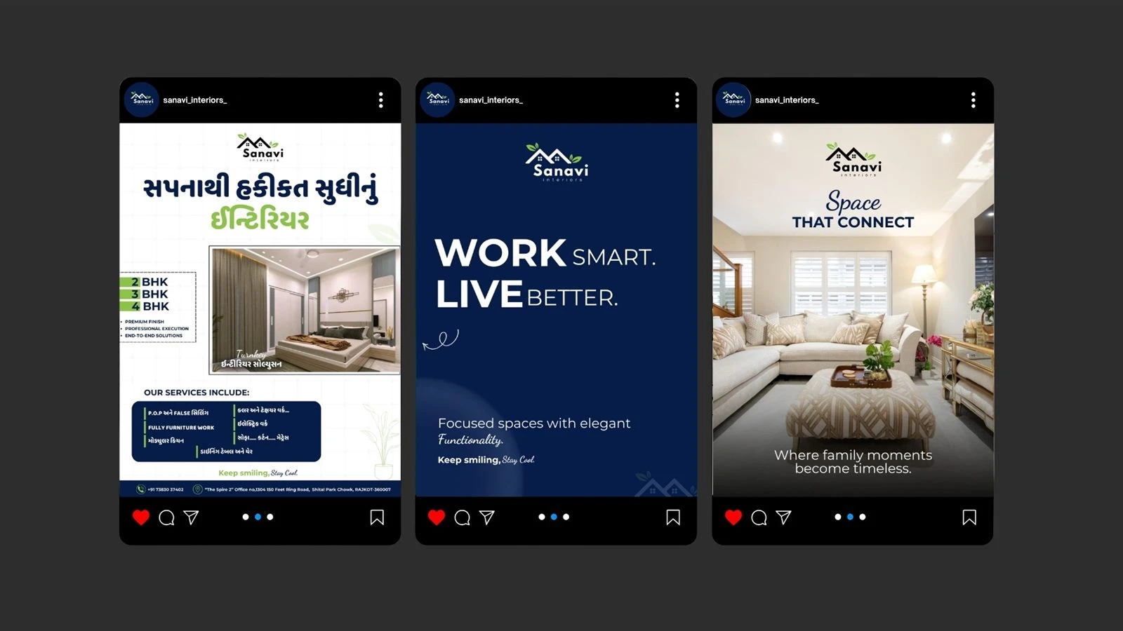Sanavi Interiors Social Media work by Safar Spectrum Media
