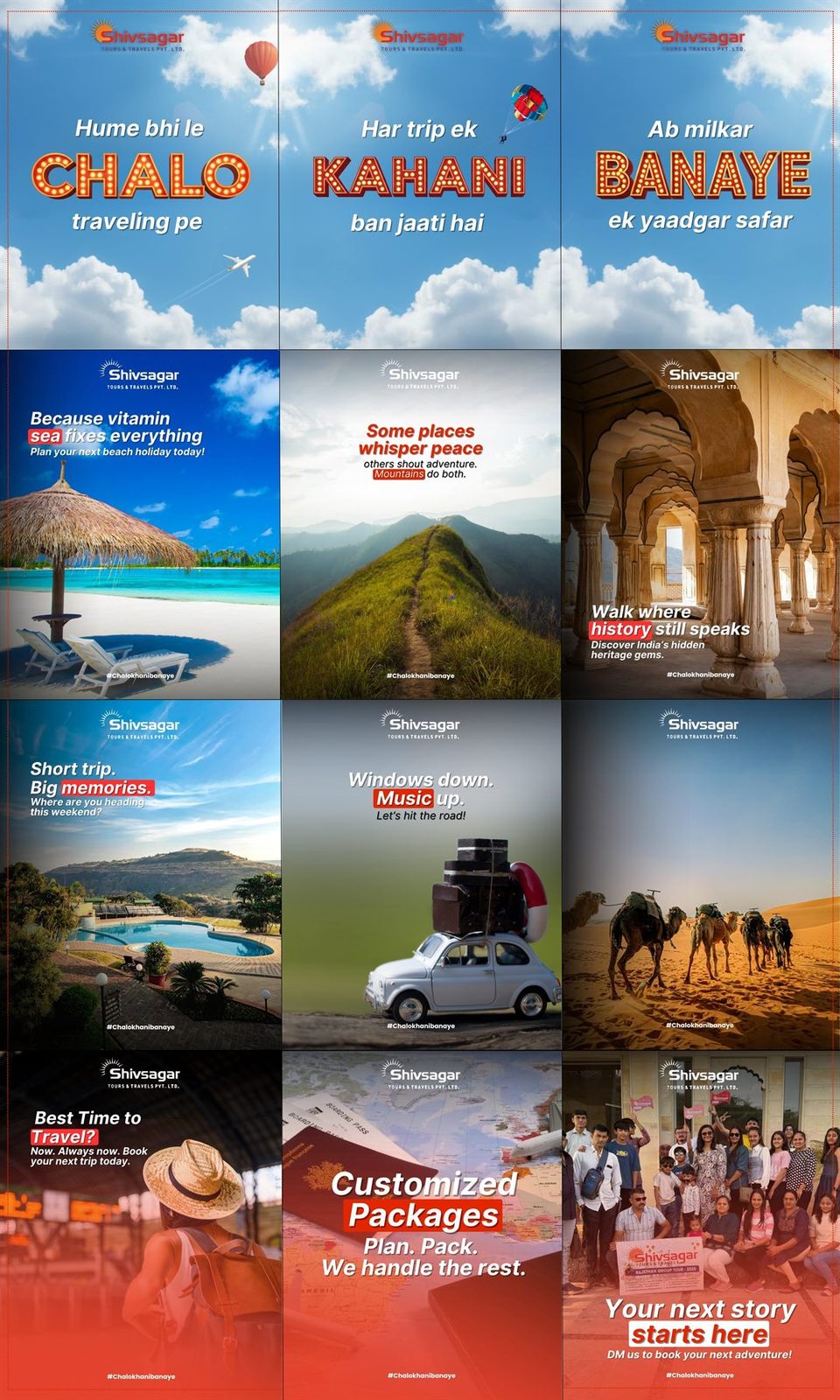 Shivsagar Tours & Travels Instagram Grid work by Safar Spectrum Media &mdash; Instagram feed grid